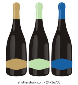 isolated champagne bottles set