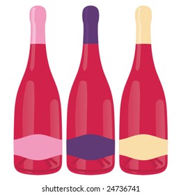 isolated champagne bottles set
