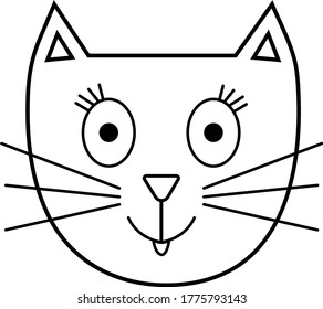 
carácter aislado hermosa cara de gatito con bigote de bigote y garganta de cilia