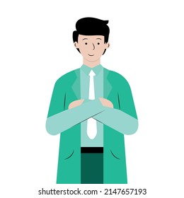 Isolated character doctor. Flat cartoon illustration.