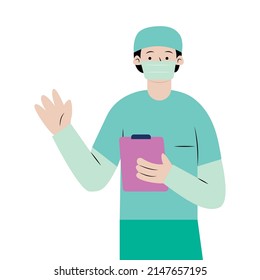 Isolated character doctor. Flat cartoon illustration.