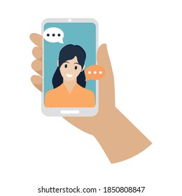 Isolated chat smartphone activity home with hands icon- Vector