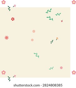 Isolated cheerful floral and leaf patterns on a clean white background, perfect for decorative and artistic designs.