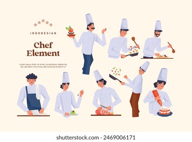 Isolated Chef culinary student flat design illustration