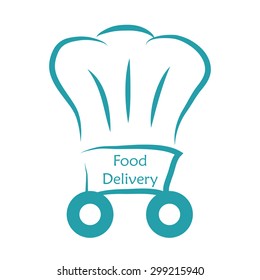 Isolated chef hat and text. Food delivery. Vector illustration