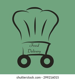 Isolated chef hat with text. Food delivery. Vector illustration