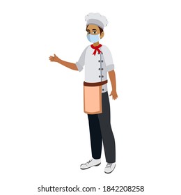 Chef aislado con máscara facial - Ilustración vectorial