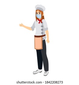 Isolated chef wearing a face mask - Vector illustration
