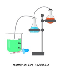 Isolated chemical experiment image. Laboratory instruments. Vector illustration design