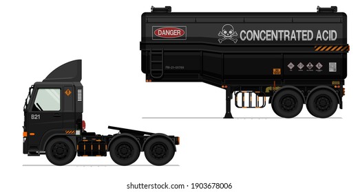 Isolated chemical semi trailer truck on white background