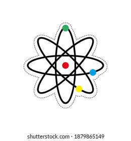 Herramienta química aislada de vuelta a la pegatina escolar- Vector