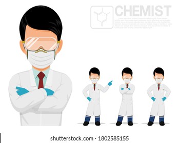 Isolated chemist on white background
