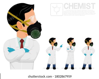 Einziger Chemiker auf weißem Hintergrund
