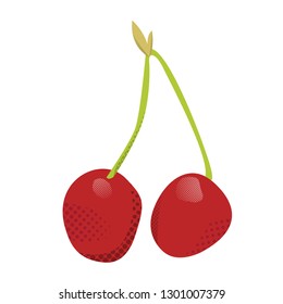 Isolated cherries halftone style. Vector illustration design