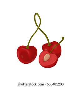 Isolated cherry berries.