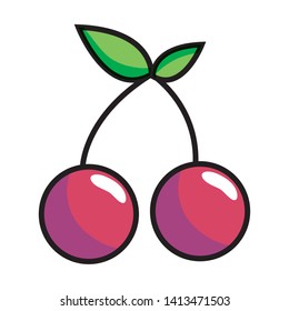Isolated cherry fruit with leaves design vector illustration