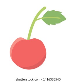 Isolated cherry fruit with leaves design