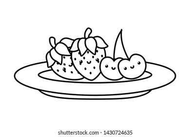 Isolated cherrys and strawberrys fruit design