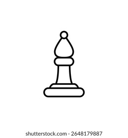 Isolated Chess Bishop Outline Strategic Piece On Transparent Background