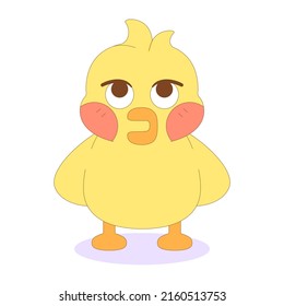 Isolated chick cartoon character doing a sigh expression Vector illustration