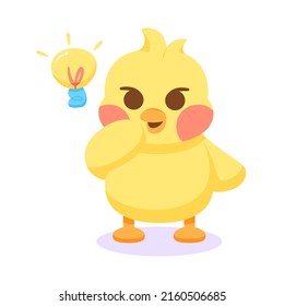 Isolated chick cartoon character having an idea Vector illustration