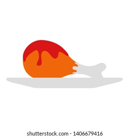 Isolated chicken with barbecue sauce - Vector image