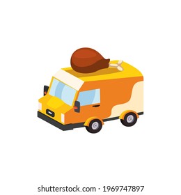 Isolated chicken food truck vehicle