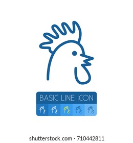 Isolated Chicken Outline. Cockerel Vector Element Can Be Used For Cockerel, Chicken, Rooster Design Concept.