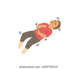 Isolated of a child boy with epileptic seizures, flat vector illustration.