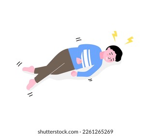 Isolated of a child boy with epileptic seizures, flat vector illustration.