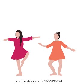 isolated, child in a flat style, without face, dancing