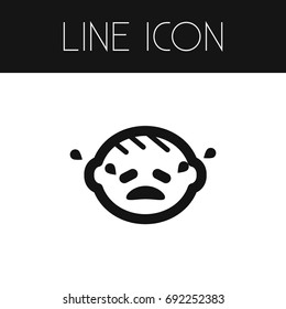 Isolated Child Outline. Crying Infant Vector Element Can Be Used For Crying, Infant, Child Design Concept.