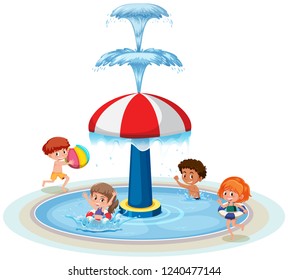 Isolated children at water park illustration
