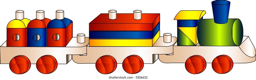 Isolated children wooden train
