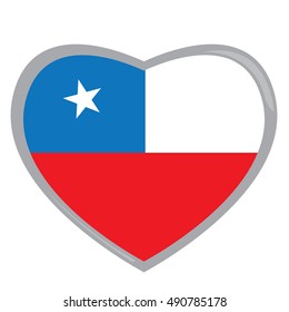 Isolated Chilean flag on a heart shape, Vector illustration