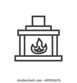 Isolated Chimney Outline Symbol On Clean Background. Vector Fireplace  Element In Trendy Style.