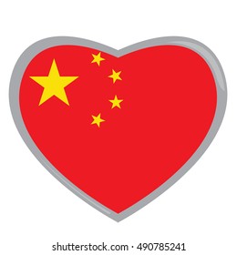 Isolated Chinese flag on a heart shape, Vector illustration