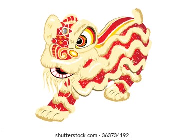 Isolated Chinese lion dance vector for Chinese New Year and other related Chinese celebrations events.