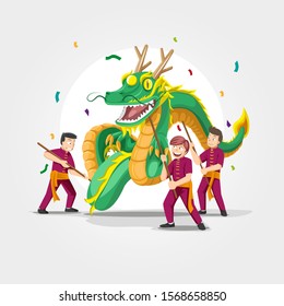 Isolated Chinese New Year Dragon Dance