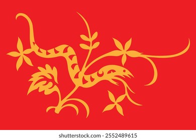 Isolated Chinese Snake on background. Traditional snake illustration. Chinese New Year. Zodiac sign