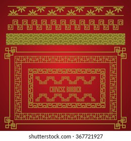 isolated chinese traditional border and frame template. gold and red classic chinese pattern. vector illustration