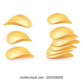 Isolated chips. Group of potato chips isolated on white background with. illustration vector