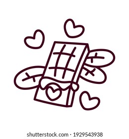 Isolated chocolate bar with hearts. Valentines day - Vector