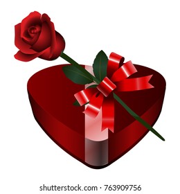 Isolated chocolate box with a rose on a white background, vector illustration