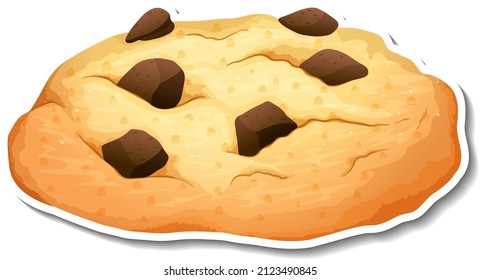 Galleta de chips de chocolate aislada en ilustración de estilo de dibujos animados