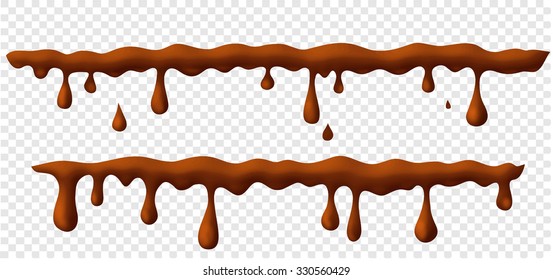 Isolated chocolate smudges and drops. Vector set 