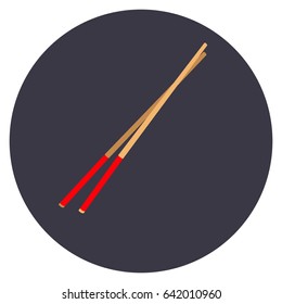 Isolated chopsticks on a colored button, Vector illustration