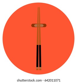 Isolated chopsticks on a colored button, Vector illustration