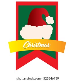 Isolated christmas banner with a traditional hat, Vector illustration