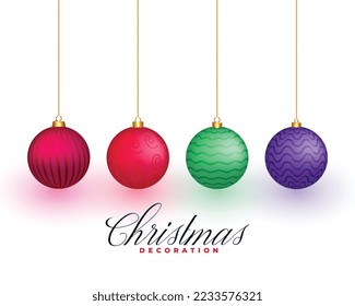 baubles de navidad aislados en conjunto de cuatro 